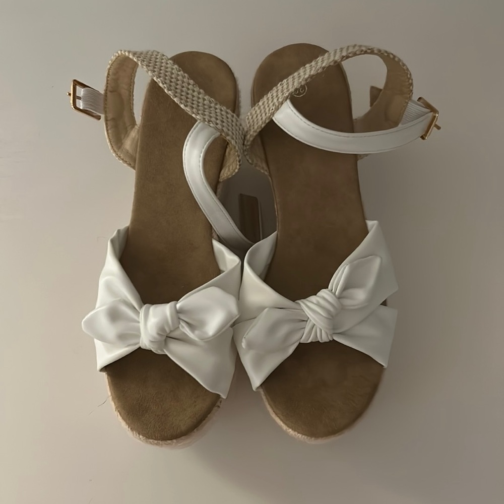 Never been worn white platform wedges
